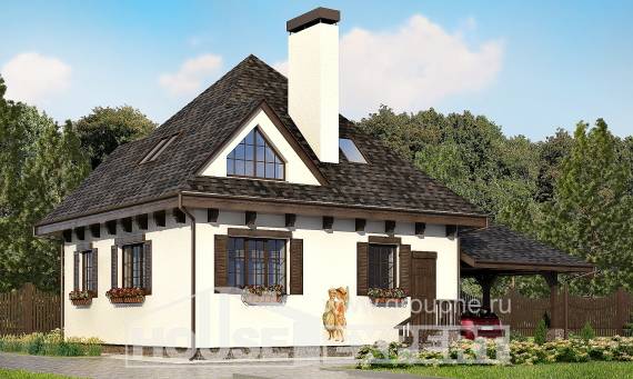 110-002-Л Проект двухэтажного дома мансардой, гараж, небольшой загородный дом из теплоблока Острогожск, House Expert