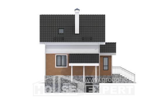 100-005-Л Проект двухэтажного дома с мансардным этажом, недорогой коттедж из газосиликатных блоков, Бобров