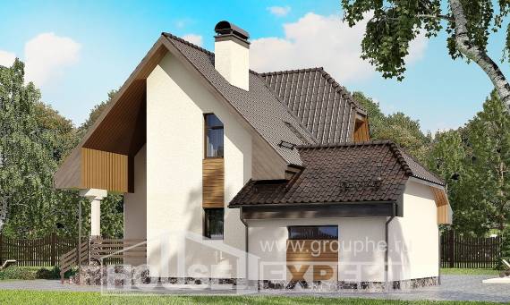 150-001-Л Проект двухэтажного дома с мансардой, гараж, скромный дом из блока, Воронеж