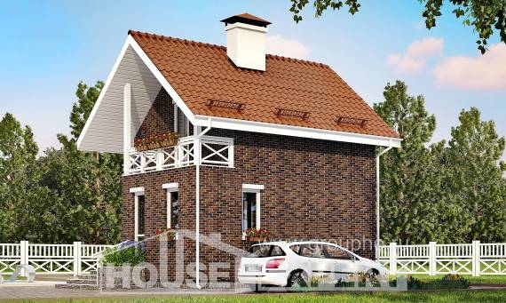045-001-Л Проект двухэтажного дома мансардой, махонький домик из газобетона Борисоглебск, House Expert