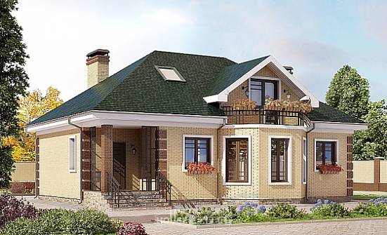 150-013-Л Проект двухэтажного дома с мансардным этажом, бюджетный коттедж из кирпича, Павловск