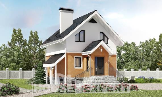 100-005-Л Проект двухэтажного дома с мансардой, бюджетный коттедж из газобетона, Борисоглебск