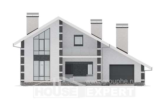 190-008-П Проект двухэтажного дома мансардой и гаражом, уютный дом из арболита, Острогожск