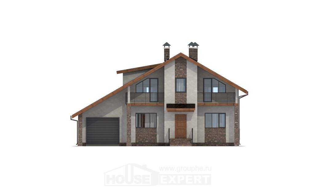 180-008-Л Проект двухэтажного дома с мансардным этажом, гараж, современный коттедж из арболита, Россошь