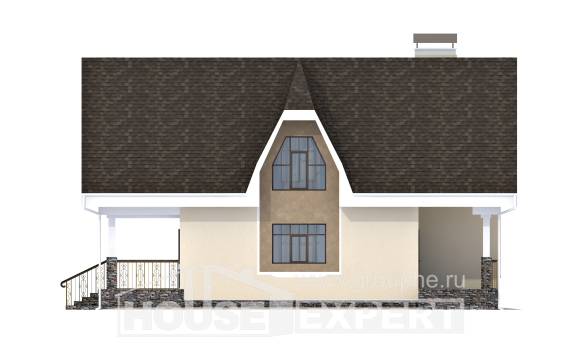 125-001-Л Проект двухэтажного дома мансардой, уютный коттедж из арболита Бобров, House Expert