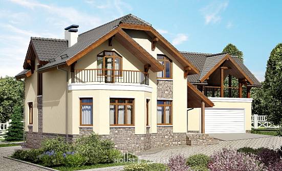 255-003-П Проект двухэтажного дома с мансардным этажом и гаражом, уютный дом из керамзитобетонных блоков, Бобров