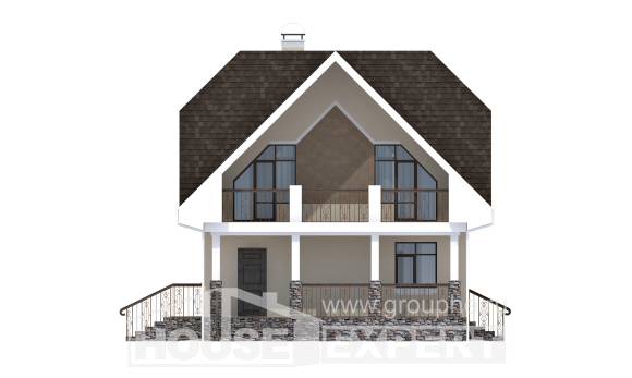 125-001-Л Проект двухэтажного дома мансардой, недорогой домик из поризованных блоков Россошь, House Expert