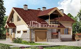 165-002-П Проект двухэтажного дома с мансардным этажом, гараж, бюджетный коттедж из бризолита Бобров, House Expert