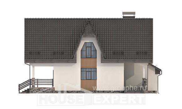 150-001-Л Проект двухэтажного дома с мансардным этажом и гаражом, простой дом из блока, Россошь