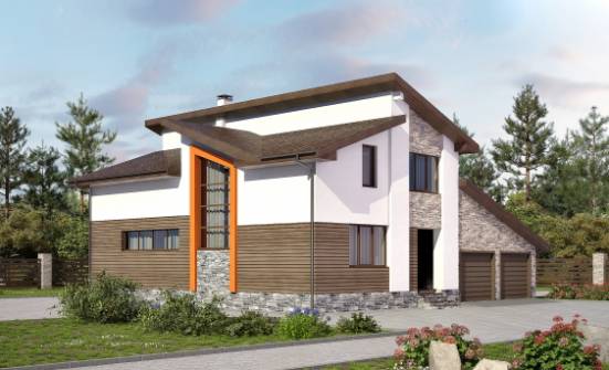 240-004-П Проект двухэтажного дома мансардный этаж, гараж, современный домик из блока Россошь | Проекты домов от House Expert