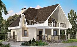 125-001-Л Проект двухэтажного дома мансардой, классический коттедж из пеноблока Россошь, House Expert