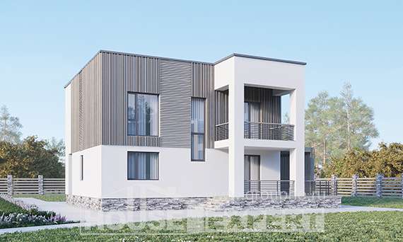 150-017-П Проект двухэтажного дома, небольшой дом из поризованных блоков Павловск, House Expert