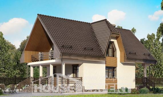 150-001-Л Проект двухэтажного дома мансардный этаж, гараж, компактный домик из бризолита, Павловск