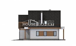 120-005-П Проект двухэтажного дома с мансардным этажом и гаражом, экономичный загородный дом из пеноблока, Лиски