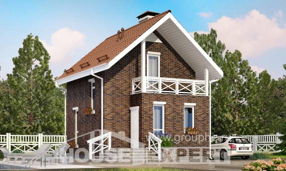 045-001-Л Проект двухэтажного дома мансардный этаж, бюджетный домик из арболита Россошь, House Expert