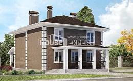 185-002-П Проект двухэтажного дома, бюджетный загородный дом из теплоблока Лиски, House Expert