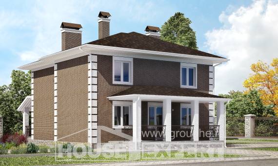 185-002-П Проект двухэтажного дома, бюджетный загородный дом из теплоблока Лиски, House Expert