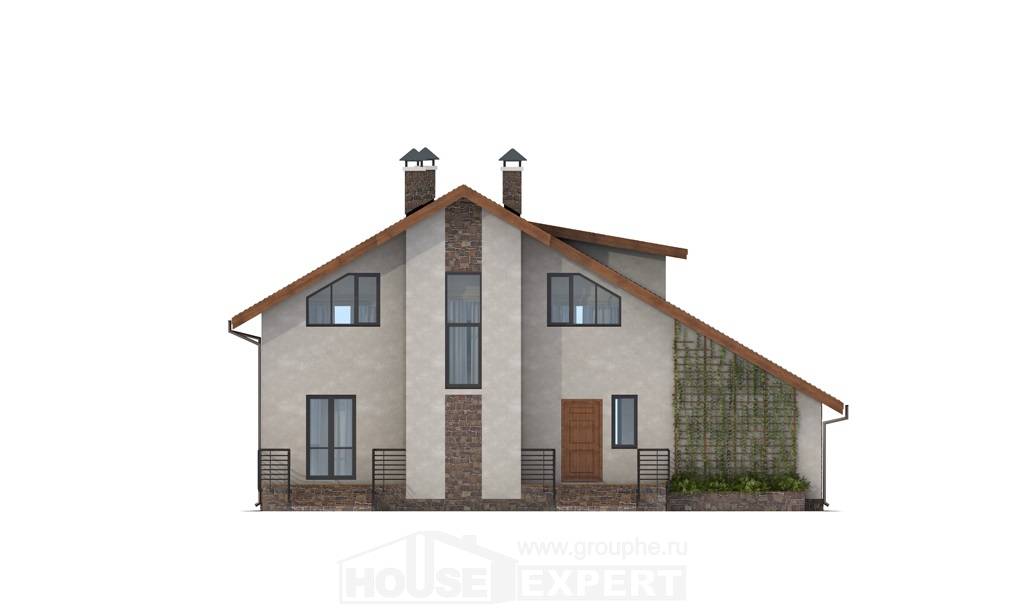 180-008-Л Проект двухэтажного дома мансардный этаж и гаражом, уютный дом из поризованных блоков, Острогожск