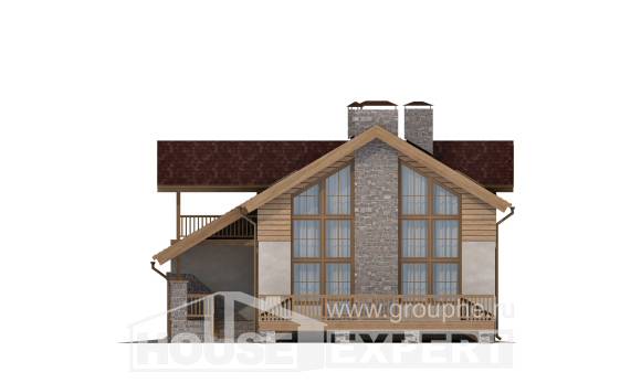 165-002-П Проект двухэтажного дома мансардой и гаражом, скромный домик из блока Воронеж, House Expert