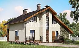 180-008-Л Проект двухэтажного дома мансардой и гаражом, простой загородный дом из керамзитобетонных блоков, Лиски