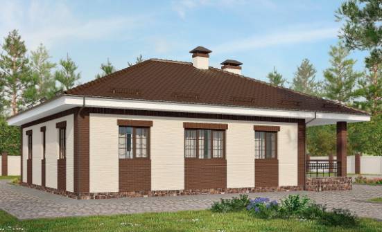 160-015-П Проект одноэтажного дома и гаражом, уютный загородный дом из блока Павловск | Проекты одноэтажных домов от House Expert