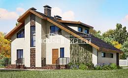 180-008-Л Проект двухэтажного дома мансардный этаж и гаражом, простой загородный дом из блока, Лиски