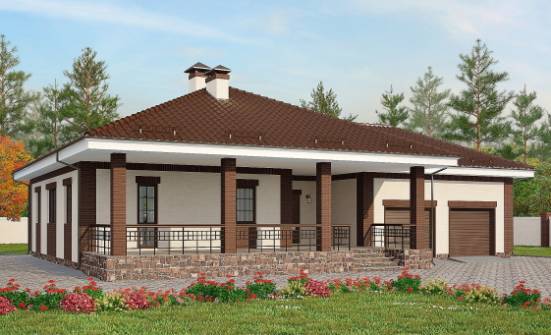 160-015-П Проект одноэтажного дома и гаражом, уютный загородный дом из блока Павловск | Проекты домов от House Expert