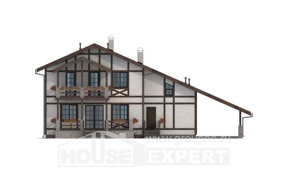 250-002-Л Проект двухэтажного дома мансардный этаж и гаражом, классический коттедж из кирпича Павловск, House Expert