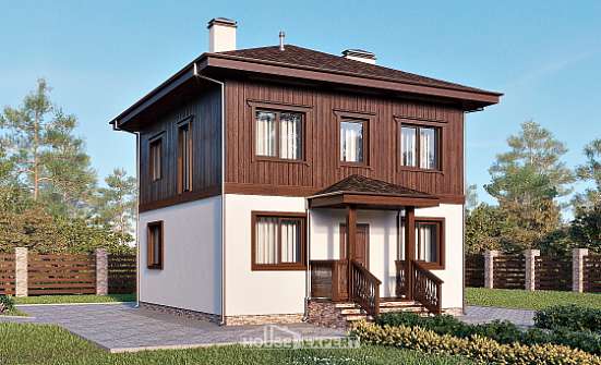 100-006-Л Проект двухэтажного дома, классический загородный дом из блока, Бобров