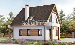 120-005-П Проект двухэтажного дома мансардой, гараж, красивый коттедж из керамзитобетонных блоков, Россошь