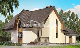 150-001-Л Проект двухэтажного дома мансардный этаж и гаражом, недорогой дом из арболита, Павловск