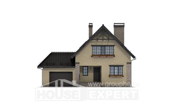 160-005-Л Проект двухэтажного дома с мансардой, гараж, современный дом из арболита, Борисоглебск