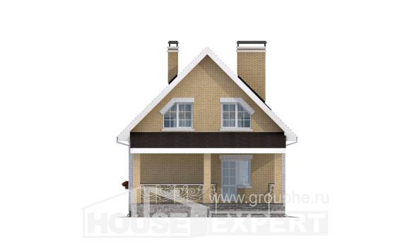 130-004-П Проект двухэтажного дома с мансардой, экономичный загородный дом из газобетона Россошь, House Expert