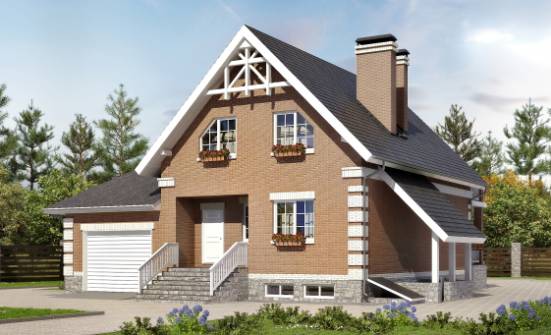 200-009-Л Проект трехэтажного дома с мансардой и гаражом, простой коттедж из твинблока Россошь | Проекты домов от House Expert
