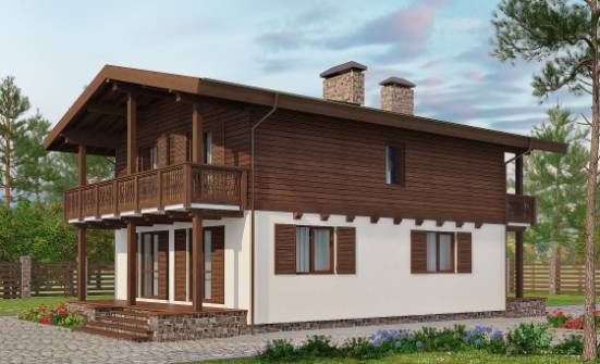 150-016-Л Проект двухэтажного дома с мансардой, доступный коттедж из газосиликатных блоков Бобров | Проекты домов от House Expert