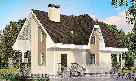 125-001-Л Проект двухэтажного дома мансардный этаж, бюджетный загородный дом из газосиликатных блоков Павловск, House Expert