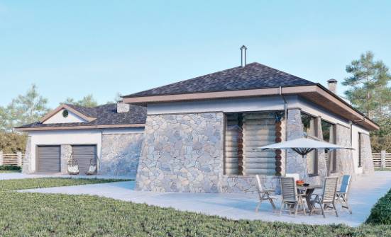 280-004-Л Проект одноэтажного дома, гараж, огромный загородный дом из поризованных блоков Лиски | Проекты домов от House Expert