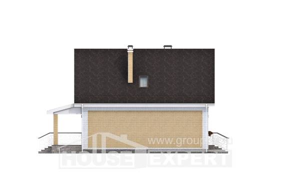 130-004-П Проект двухэтажного дома с мансардным этажом, бюджетный коттедж из блока Воронеж, House Expert