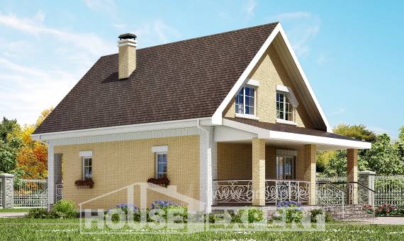 130-004-П Проект двухэтажного дома с мансардой, экономичный домик из теплоблока Борисоглебск, House Expert